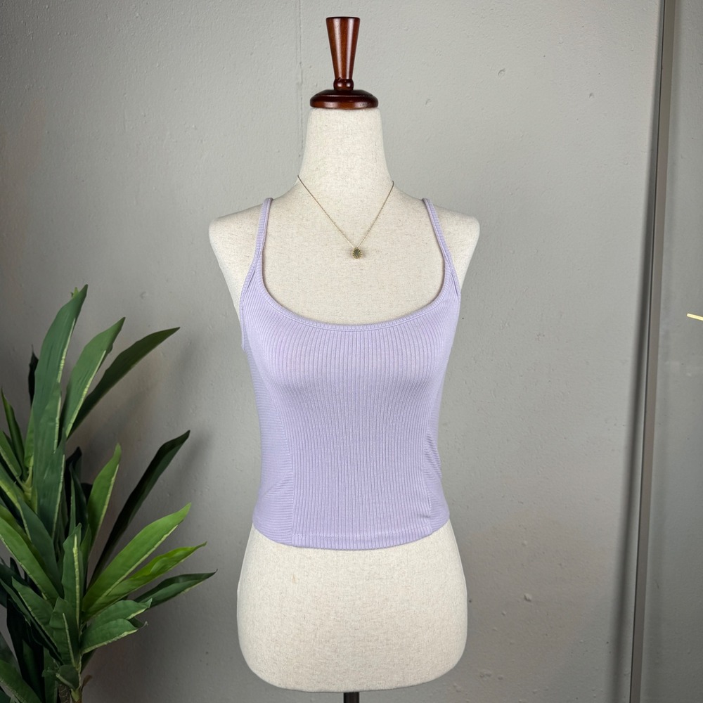 Balletcore Soft Girl Coquette BDG Tank Top Women Medium Lavender Ribbed Cropped